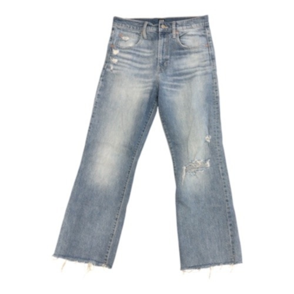 Gap Denim Ankle Flare Jeans Light Wash Distressed Raw Hem Size 6 28R High Rise